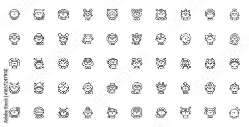 Kids Costumes icon set. Vector illustration of Halloween dress up outfits. Includes Vampire, Scientist, Doctor, Unicorn, Pirate, Astronaut, Superhero, Robot and more. Editable styles.