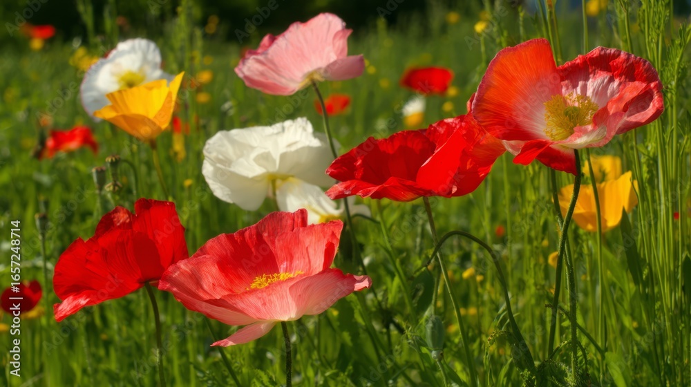 Fototapeta premium flowers,field,botanical,petals,grass,plants,colorful,garden,green,outdoor,spring,warmth,nature,foliage,summer,season,bloom,beauty,floral,leaves