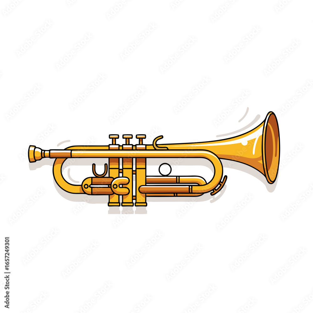 Fototapeta premium Golden Trumpet with Three Valves and Bell.