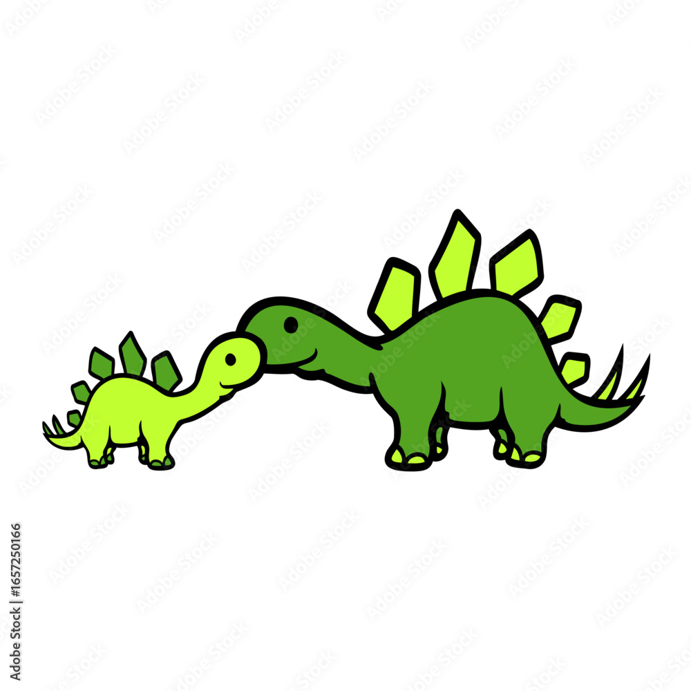 Fototapeta premium Stegosaurus Dad Mom Child Family Father Mother Happy