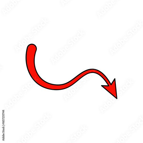 Red devil tail with arrow for Halloween party. Vector illustration. 