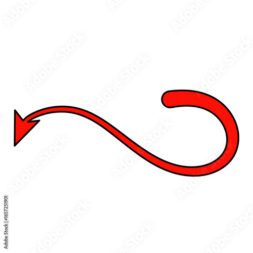 Red devil tail with arrow for Halloween party. Vector illustration. 