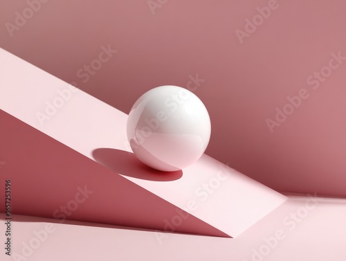 White sphere on a pink incline