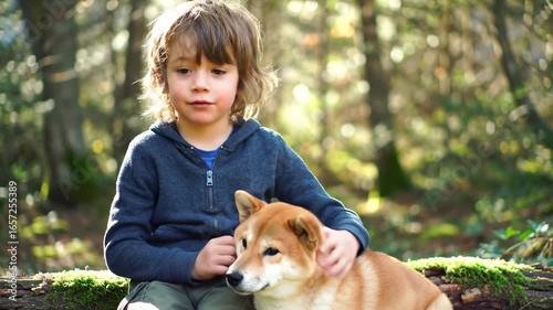 Child & Dog in Forest