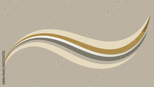 Abstract flowing wavy lines in neutral beige and gold tones wave curve