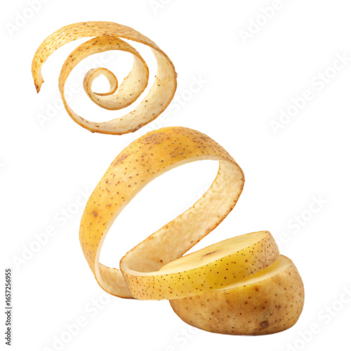 Potato Peel Spiral A Culinary CloseUp Isolated On Transparent Background