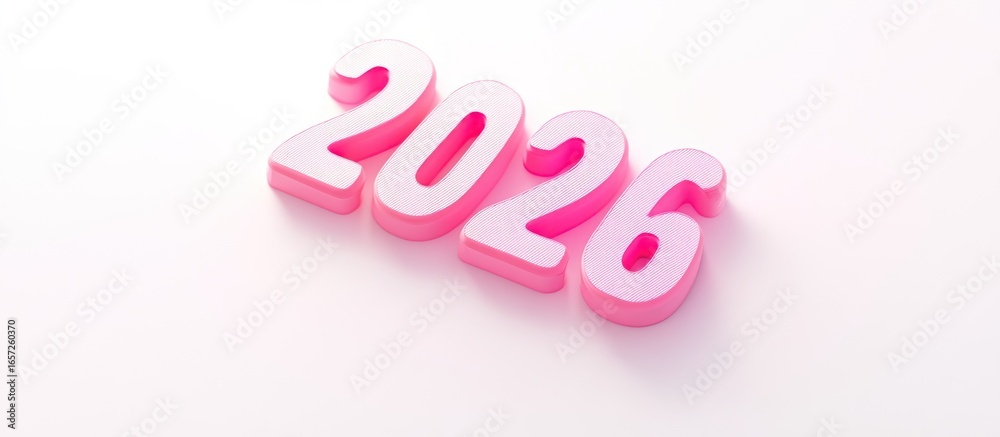 Fototapeta premium Pink 2026 numerals on white background