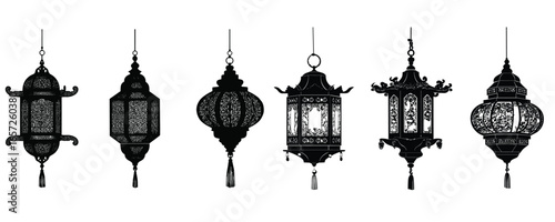 set of arabic lantern silhouette for ramadan festival and islamic celebration design