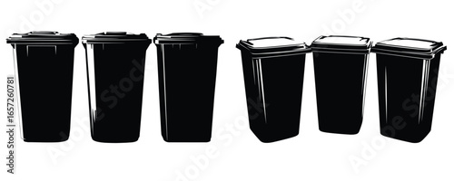 set of trash bin silhouette for waste management and environment design
