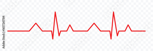 Heart beat icon set. Electrocardiogram. Wave pulse. health icon, heartbeat line, cardiograph icon, heart rhythm symbol. Red cardiology pulse icons. Vector illustrator