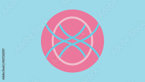 Abstract Pink and Blue Geometric Circle with Intersecting Lines vector illustration