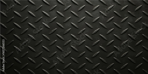 Textured black metal surface with a diamond plate pattern