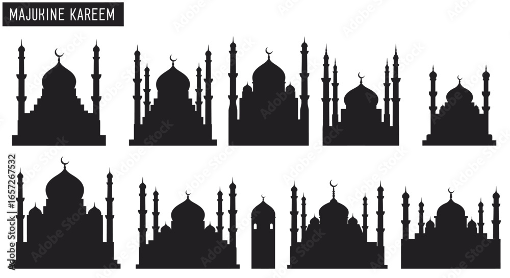 Fototapeta premium Unique Mosque Vector Icons Set