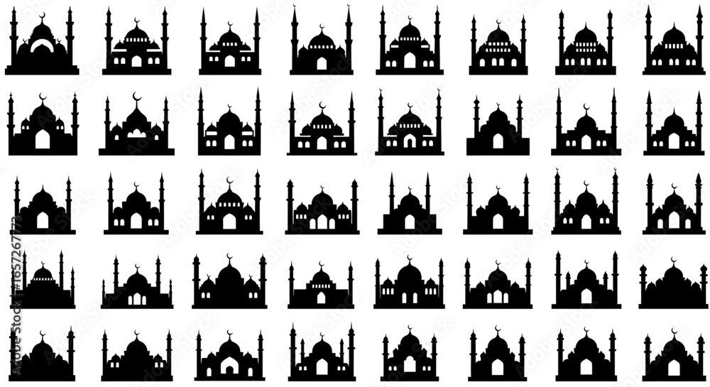 Fototapeta premium Unique Mosque Vector Icons Set