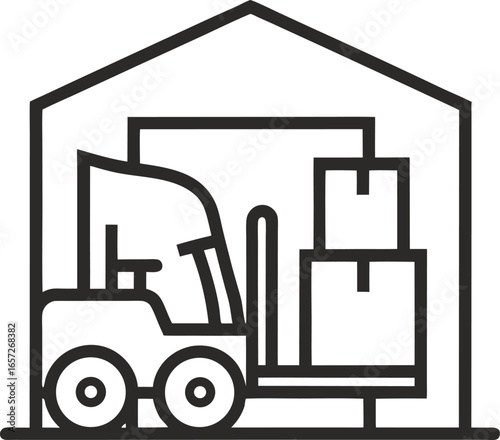 Industrial Forklift Outline Icon Illustration.