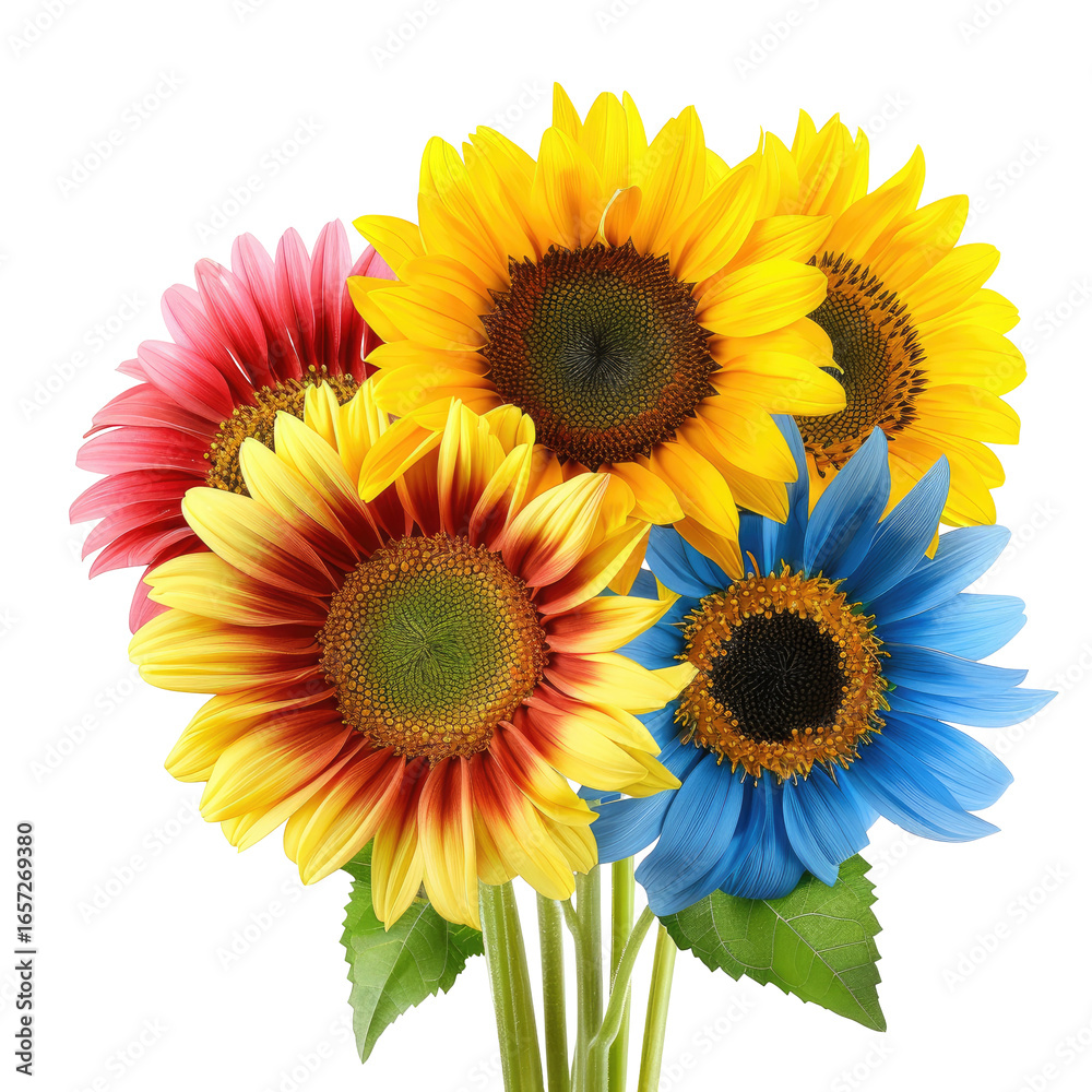 Fototapeta premium Colorful Bouquet of Flowers Isolated Against Transparent Background