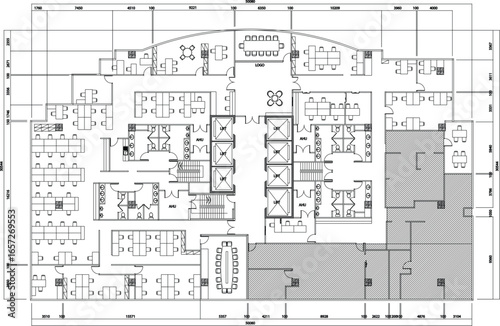 2D Vector Office Layout with Furniture