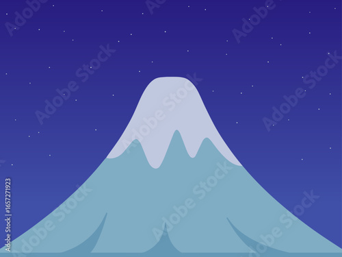 富士山と星空の風景イラスト シンプルな夜の背景素材