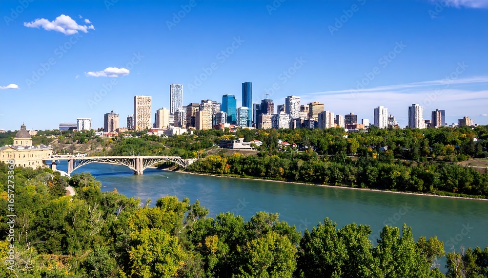 Naklejka premium Cityscape panorama of a North American metropolis.