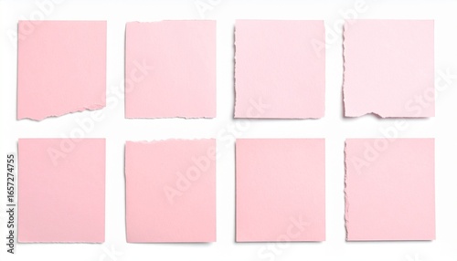Wallpaper Mural Square-shaped pink paper scraps neatly arranged on a clean white background, creating a simple yet playful geometric composition Torontodigital.ca