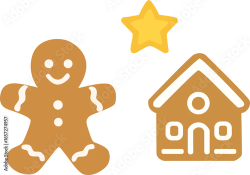 gingerbread man with christmas tree
