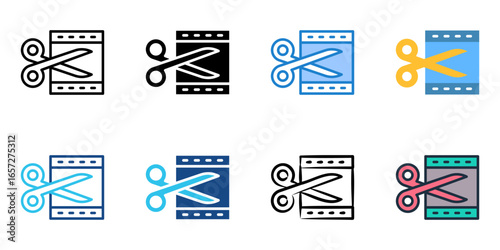 Video Editing icon set multiple style collection 
