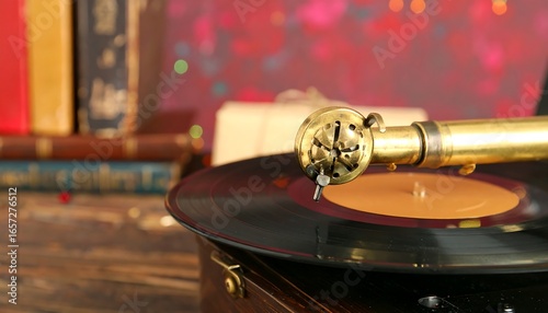 Wallpaper Mural Vintage gramophone with record and books. Torontodigital.ca