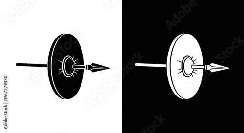 Ancient shield and spear crossed symbolizing defense war security and ancient warrior combat