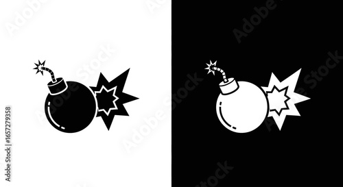 Bomb explosion icon symbolizing danger war destruction violence and explosive energy concept