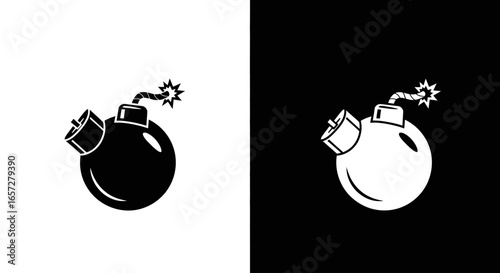 Cartoon bomb with fuse symbolizing danger war destruction and explosive weapon concept design