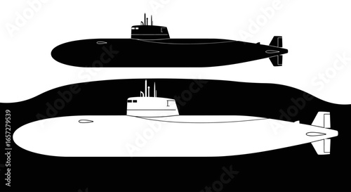 Submarine underwater vessel symbolizing navy defense war exploration and advanced marine technology