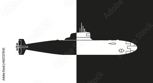 Nuclear submarine icon symbol representing war navy defense underwater exploration and military technology