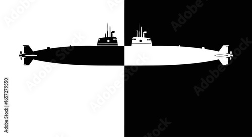 Modern submarine vessel symbolizing navy defense underwater exploration and marine warfare technology