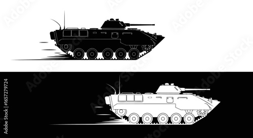 Military armored vehicle symbol representing combat war defense power and modern warfare technology