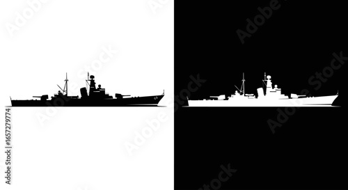 Warship navy vessel symbol representing defense marine power attack and advanced military technology
