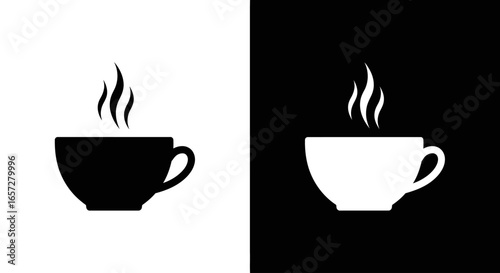 Hot coffee cup icon symbolizing drink beverage caffeine breakfast energy and popular lifestyle culture