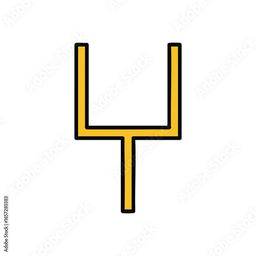 American Football Goalpost Icon. Vibrant gold uprights depict a football field goal. This graphic conveys achievement, victory, and reaching objectives in competition.