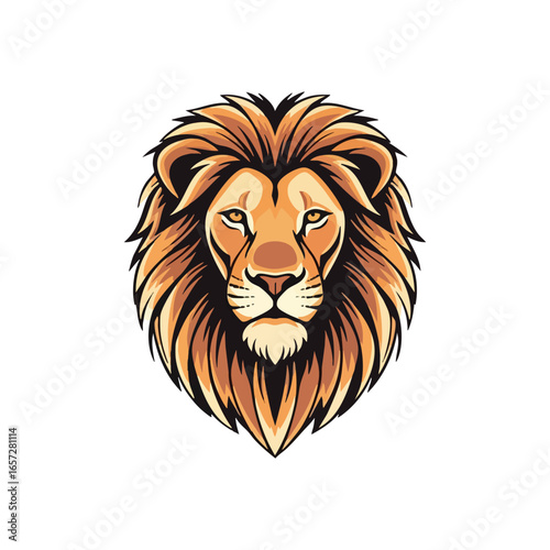 Majestic Lion Head Illustration. Regal feline visage with a fiery mane, symbolizing immense power, courage, and noble leadership. A dynamic emblem suitable for various designs.