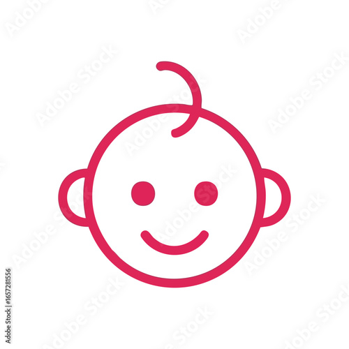 Adorable Infant Head Graphic. This charming minimalist avatar of a newborns cheerful visage captures pure delight and new beginnings. Perfect for gentle themes and positivity.