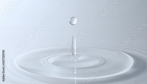 Water Drop Impact: A solitary water droplet descends and creates ripples, signifying purity and tranquility in its wake. 