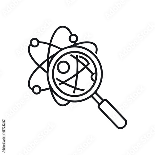 Scientific Atom Exploration Icon. Observe the essence of matter under scrutiny. A powerful visual representing the quest for knowledge, analytical thinking, and new discoveries.