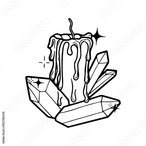 esoteric candle and crystal design drawing