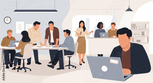 Diverse professionals collaborate in a modern office, fostering teamwork, innovation, and productivity. Ideal for business, corporate, and lifestyle content.