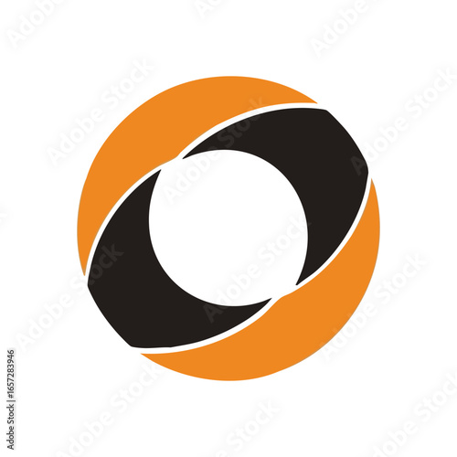 Dynamic Orange Circle Abstract Design. A compelling geometric graphic featuring striking curved elements. It symbolizes perpetual motion and seamless connection, ideal for corporate or digital.
