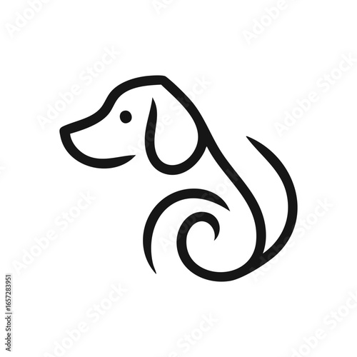 Elegant Minimalist Dog Outline. A sleek and contemporary line art illustration of a faithful animal. This refined graphic form embodies simplicity, grace, and loyal companionship.