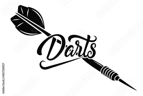 Dynamic dart emblem with classic typography for sports branding and game promotions