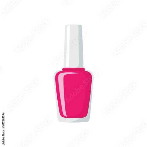 Vibrant Pink Nail Enamel Bottle Icon. A bright magenta varnish container, symbolizing beauty routines and self-expression. Perfect for cosmetic and fashion projects.