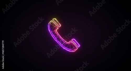 Wallpaper Mural Vibrant neon phone icon glows with futuristic energy, connecting the world with digital communication. Torontodigital.ca