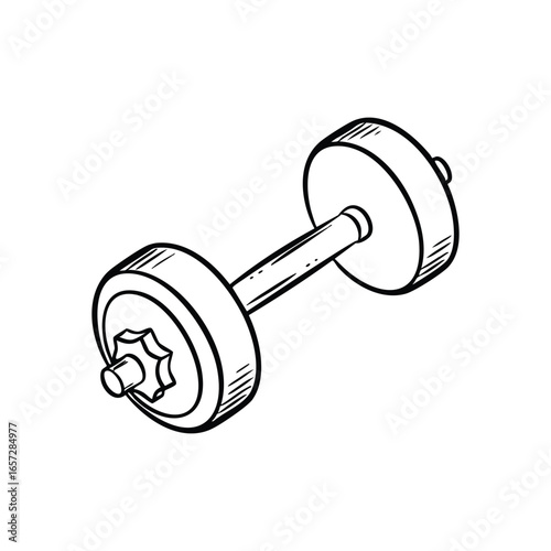 Fitness Dumbbell Outline. Monochrome sketch of a gym hand weight. This striking illustration conveys strength, discipline, and an active lifestyle.