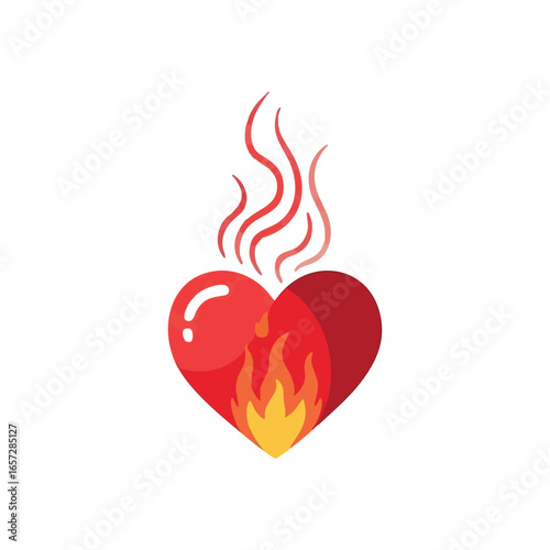 Fiery Heart Emblem. This vibrant insignia depicts a glowing core with a powerful blaze, symbolizing ardent devotion and deep affection.